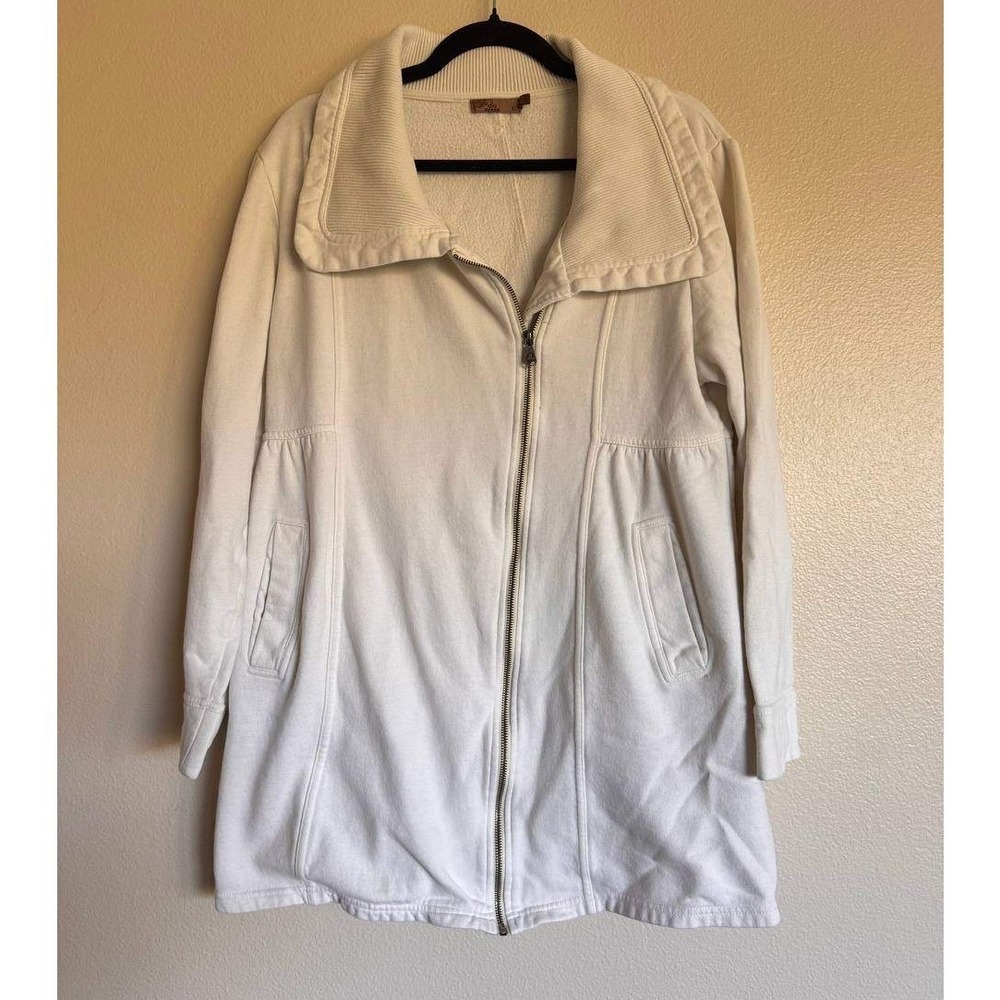 Prana Mila Full Zip Jacket XL Cream Cotton Blend Y2K Gorpcore Boho Loungewear